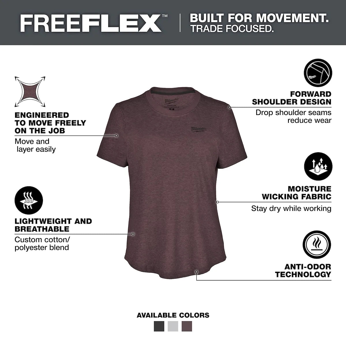 Milwaukee Women's FREEFLEX Hybrid Tee - Short Sleeve Purple L F452P