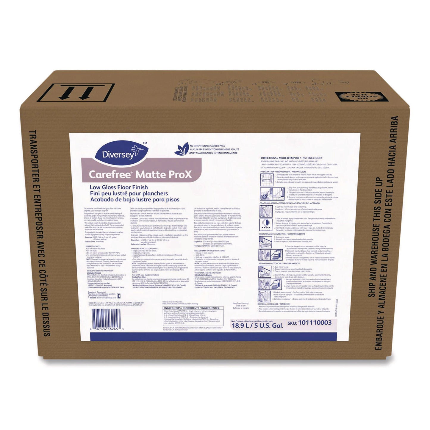 Diversey Carefree Matte P Floor Finish Liquid Bag In Box Ammonia Scent