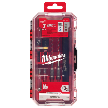 Milwaukee 7PC SHOCKWAVE Impact Duty Carbide Hammer Drill Bit Concrete Screw Install Set 48-20-9096