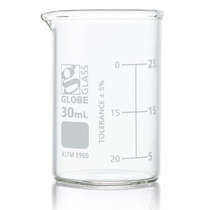 Glass Beakers, Low Form Griffin, Dual Graduations, ASTM E960 — 20 mL to 4000 mL, 1–12/Box | Globe Scientific