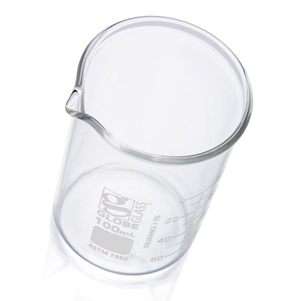 Glass Beakers, Low Form Griffin, Dual Graduations, ASTM E960 — 20 mL to 4000 mL, 1–12/Box | Globe Scientific