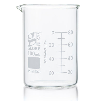 Glass Beakers, Low Form Griffin, Dual Graduations, ASTM E960 — 20 mL to 4000 mL, 1–12/Box | Globe Scientific