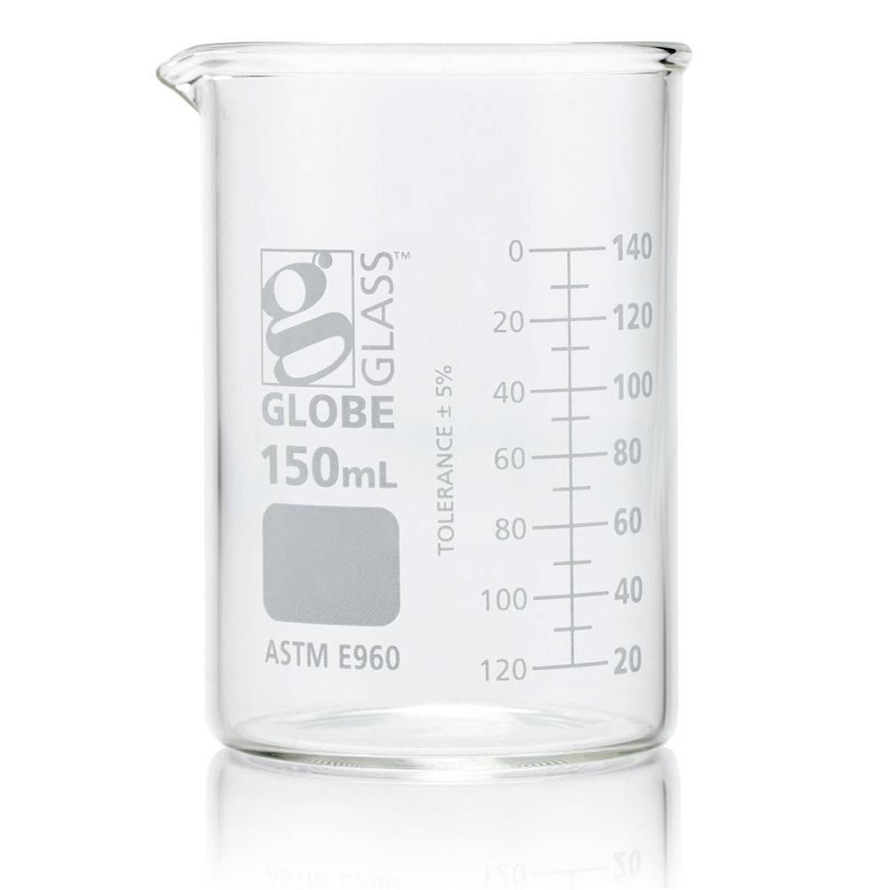 Glass Beakers, Low Form Griffin, Dual Graduations, ASTM E960 — 20 mL to 4000 mL, 1–12/Box | Globe Scientific