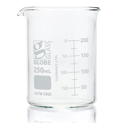 Glass Beakers, Low Form Griffin, Dual Graduations, ASTM E960 — 20 mL to 4000 mL, 1–12/Box | Globe Scientific