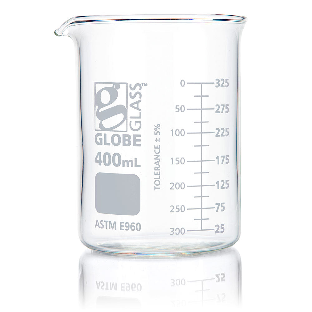 Glass Beakers, Low Form Griffin, Dual Graduations, ASTM E960 — 20 mL to 4000 mL, 1–12/Box | Globe Scientific