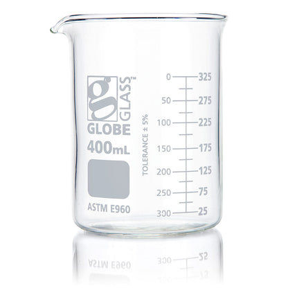 Glass Beakers, Low Form Griffin, Dual Graduations, ASTM E960 — 20 mL to 4000 mL, 1–12/Box | Globe Scientific
