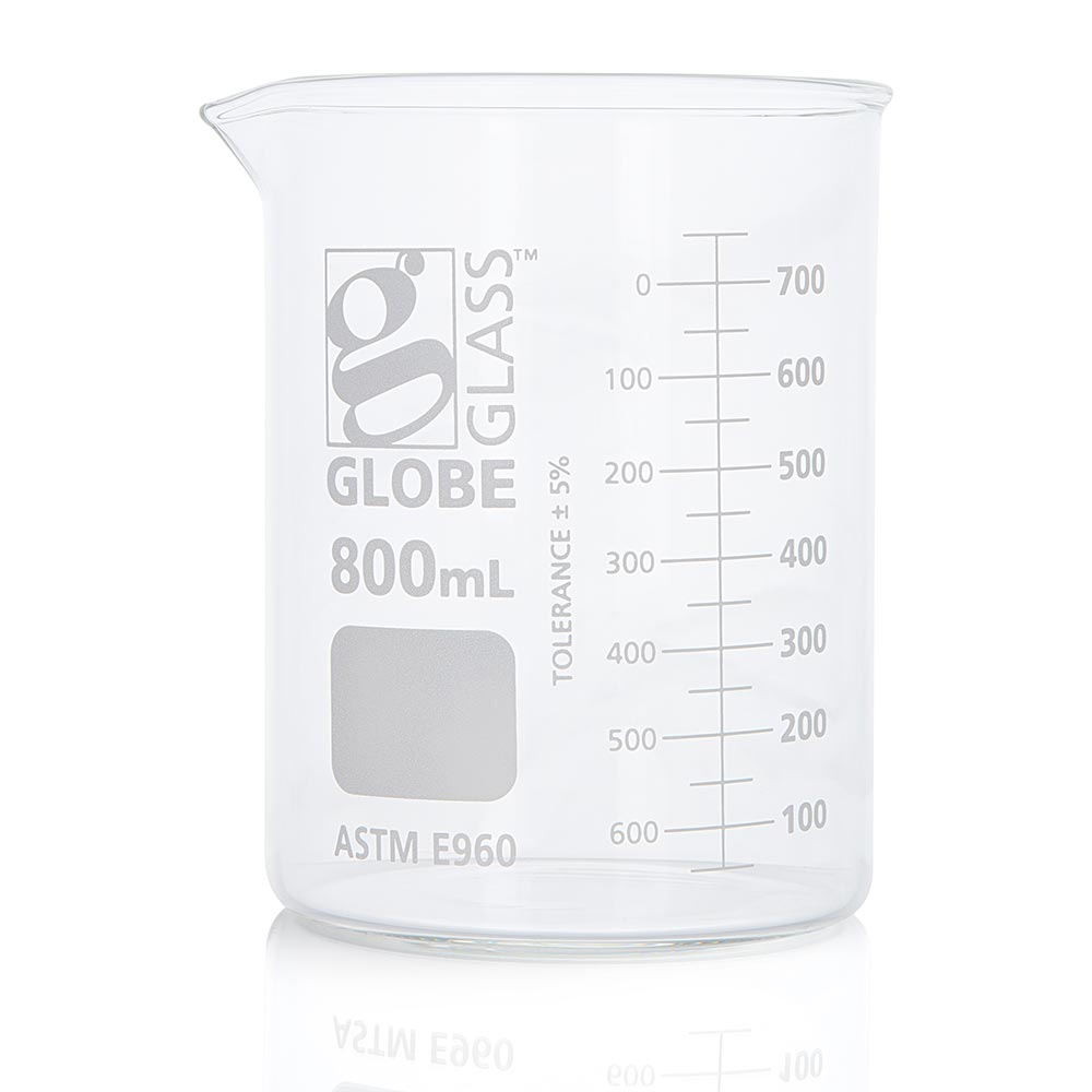 Glass Beakers, Low Form Griffin, Dual Graduations, ASTM E960 — 20 mL to 4000 mL, 1–12/Box | Globe Scientific