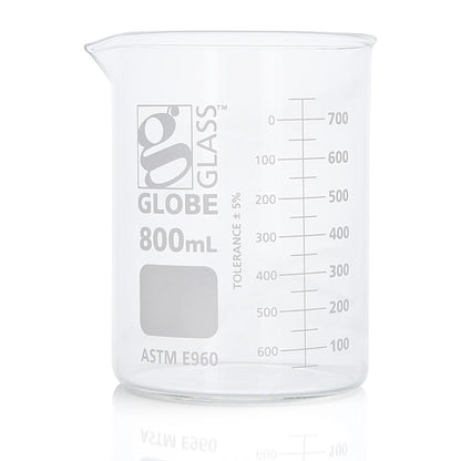 Glass Beakers, Low Form Griffin, Dual Graduations, ASTM E960 — 20 mL to 4000 mL, 1–12/Box | Globe Scientific