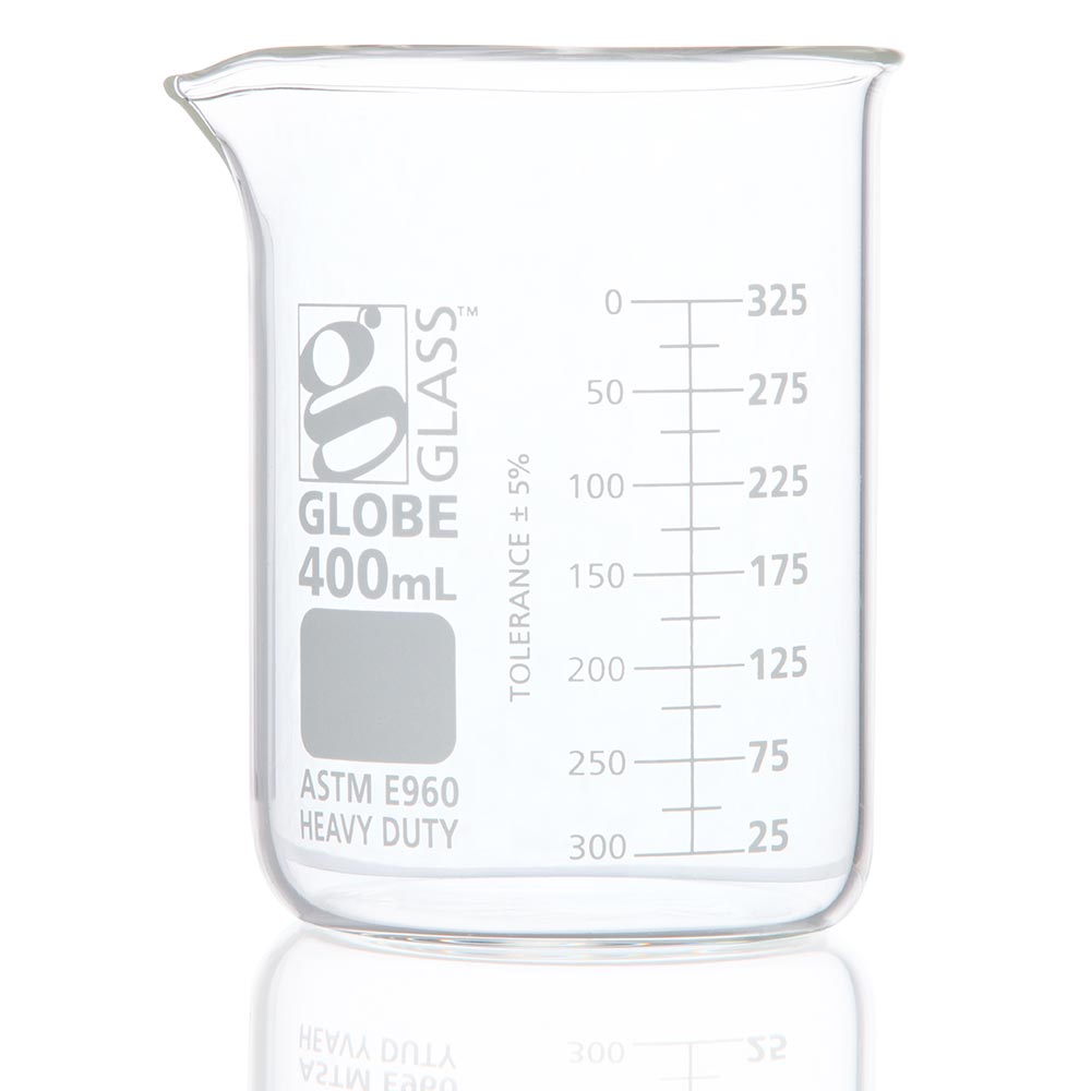 Glass Beakers, Low Form Griffin, Borosilicate Dual Graduations, ASTM E960 — 400–4000 mL, Boxed | Globe Scientific