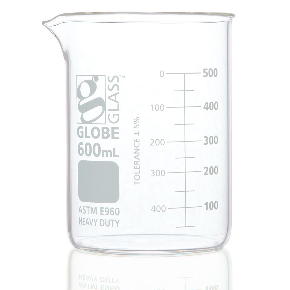 Glass Beakers, Low Form Griffin, Borosilicate Dual Graduations, ASTM E960 — 400–4000 mL, Boxed | Globe Scientific