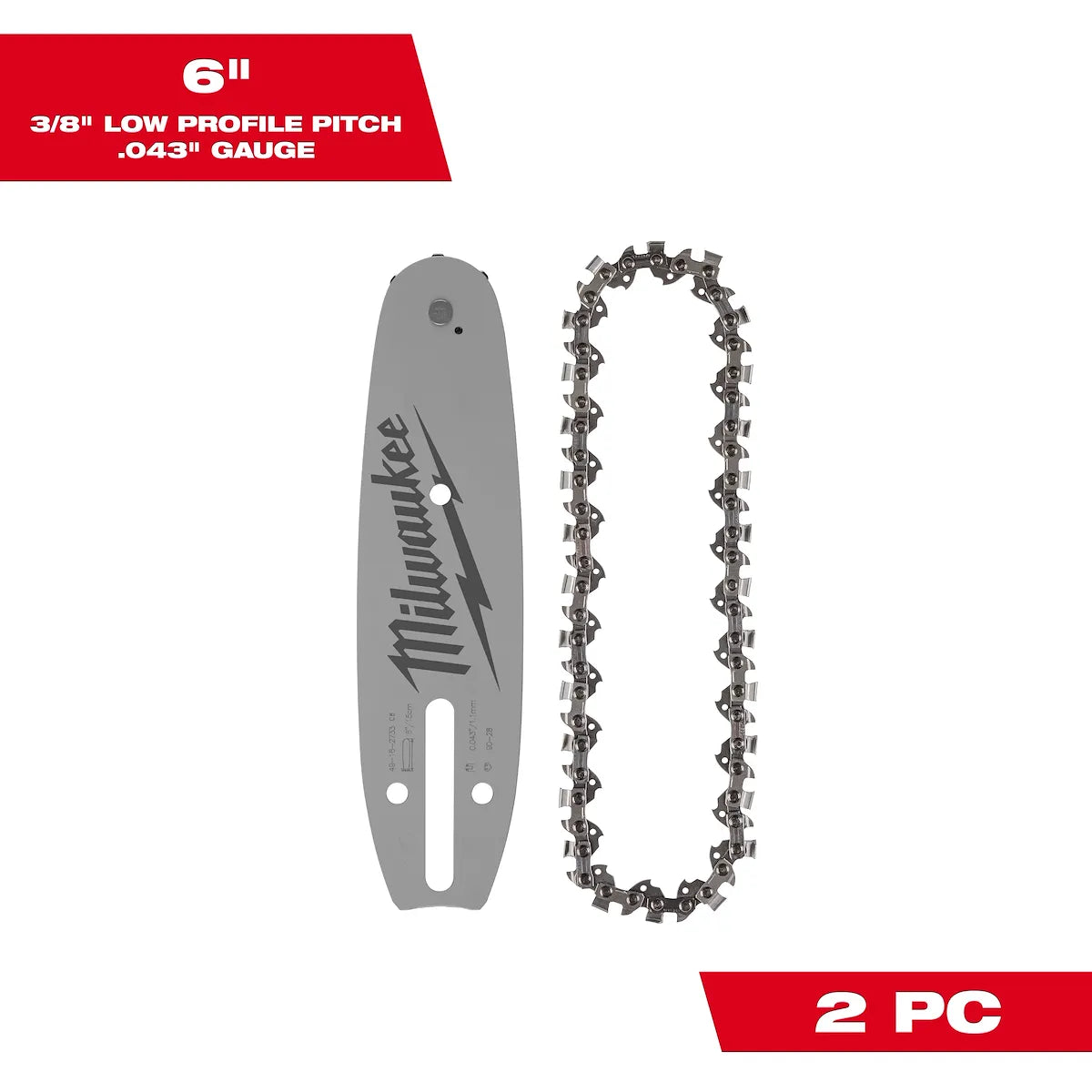 Milwaukee 6" 3/8" LOW PROFILE Pitch, .043" Gauge Saw Chain and Guide Bar Set 49-16-2843
