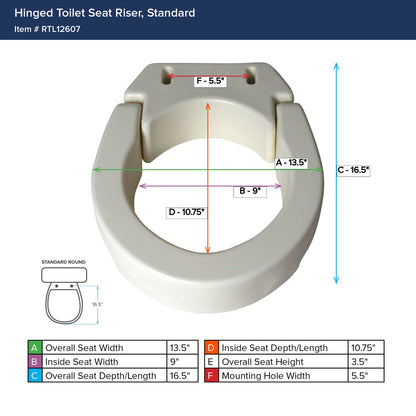drive™ Raised Toilet Seat, 13½ x 17½ x 3½ Inch