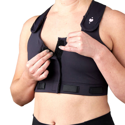 heart&core® Larissa Post-Surgical Bra with Drainage Bulb Holders, Black, Medium