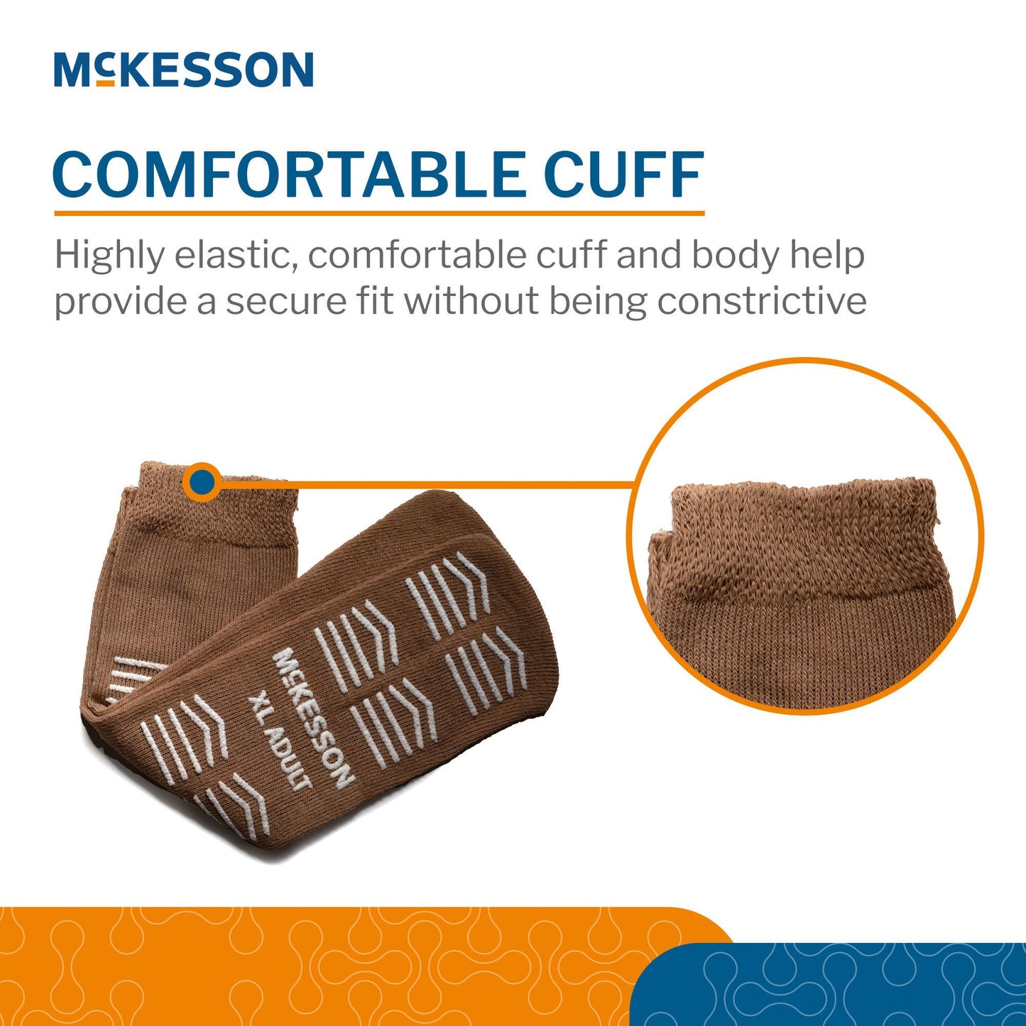 McKesson Slipper Socks, Single Tread, Extra Large, Brown