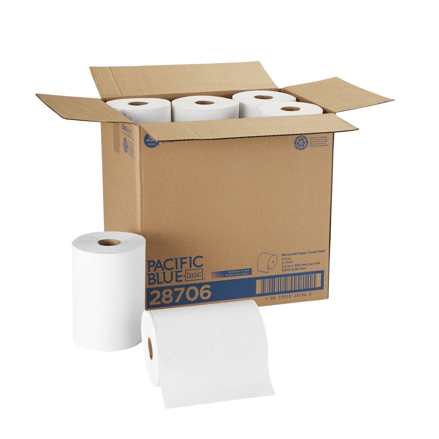 Pacific Blue Basic™ White Paper Towel, 7-7/ , 12 Rolls