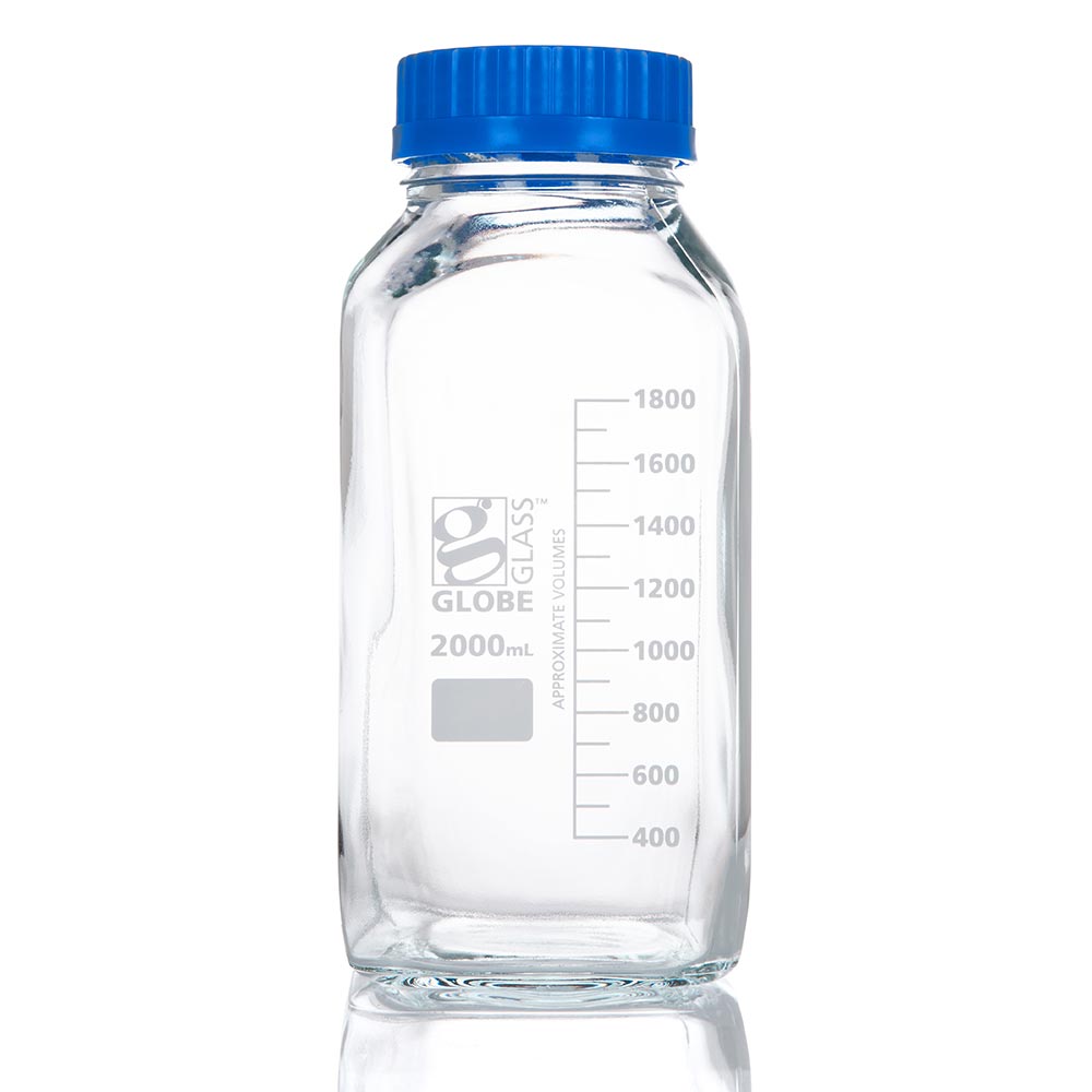 Globe Glass™ Square Media Bottles, Wide Mouth