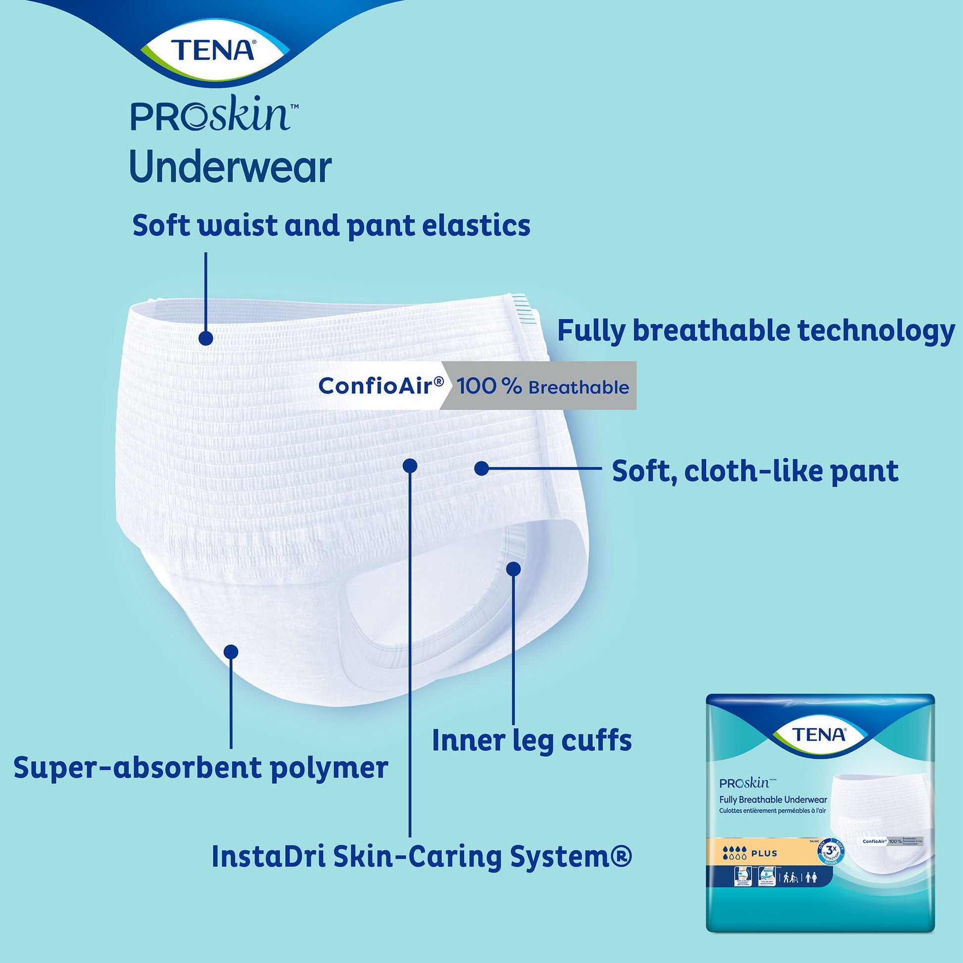 Tena® ProSkin™ Plus Fully Breathable Absorbent Underwear, Extra Large