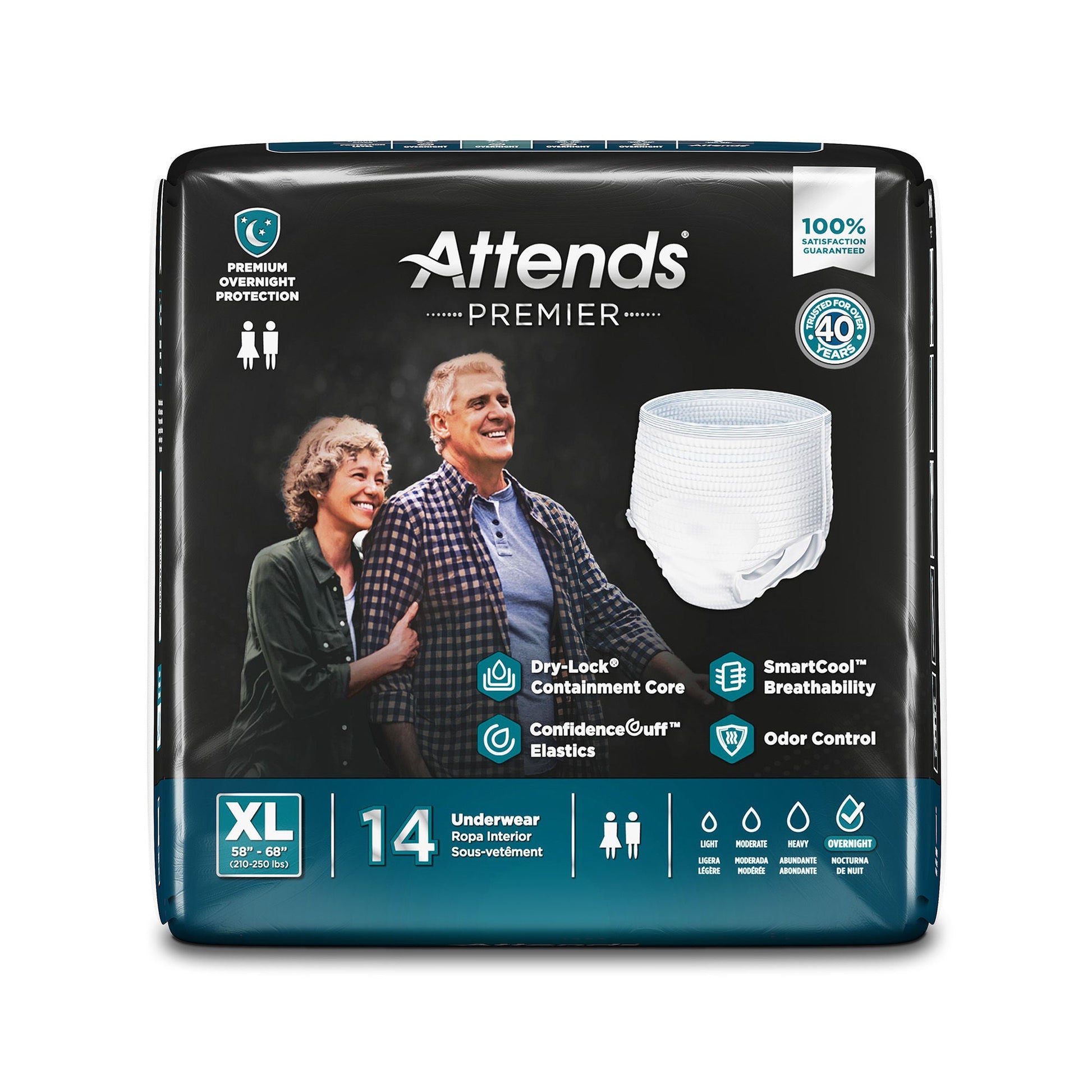 Attends® Premier Underwear, Heavy Absorbency, 58 – 68 Inch Waist/Hip