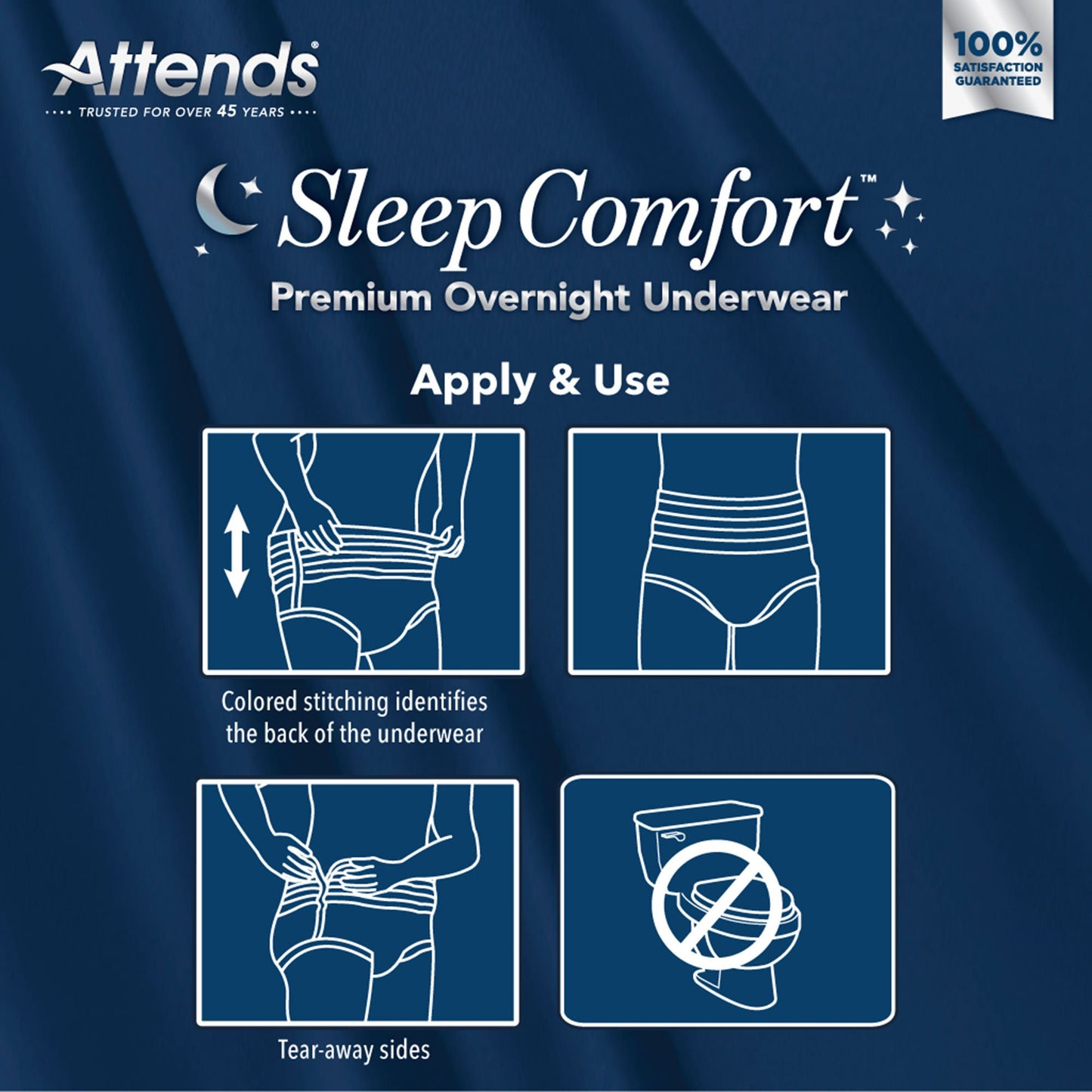Attends® Sleep Comfort Premium Overnight Underwear, 24 – 44 Inches