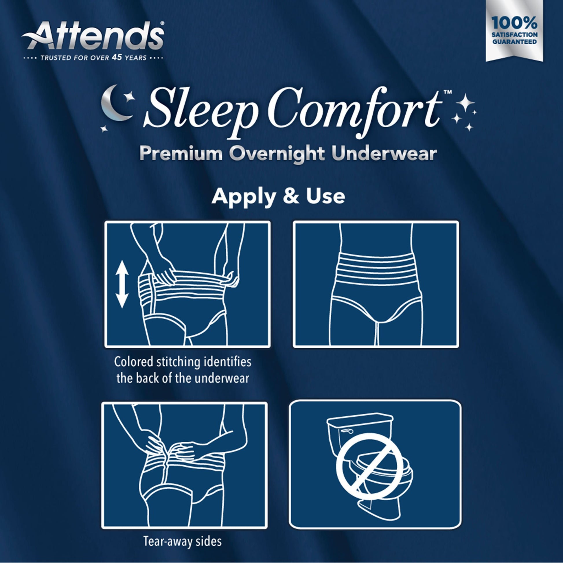 Attends® Sleep Comfort Premium Overnight Underwear, 24 – 44 Inches