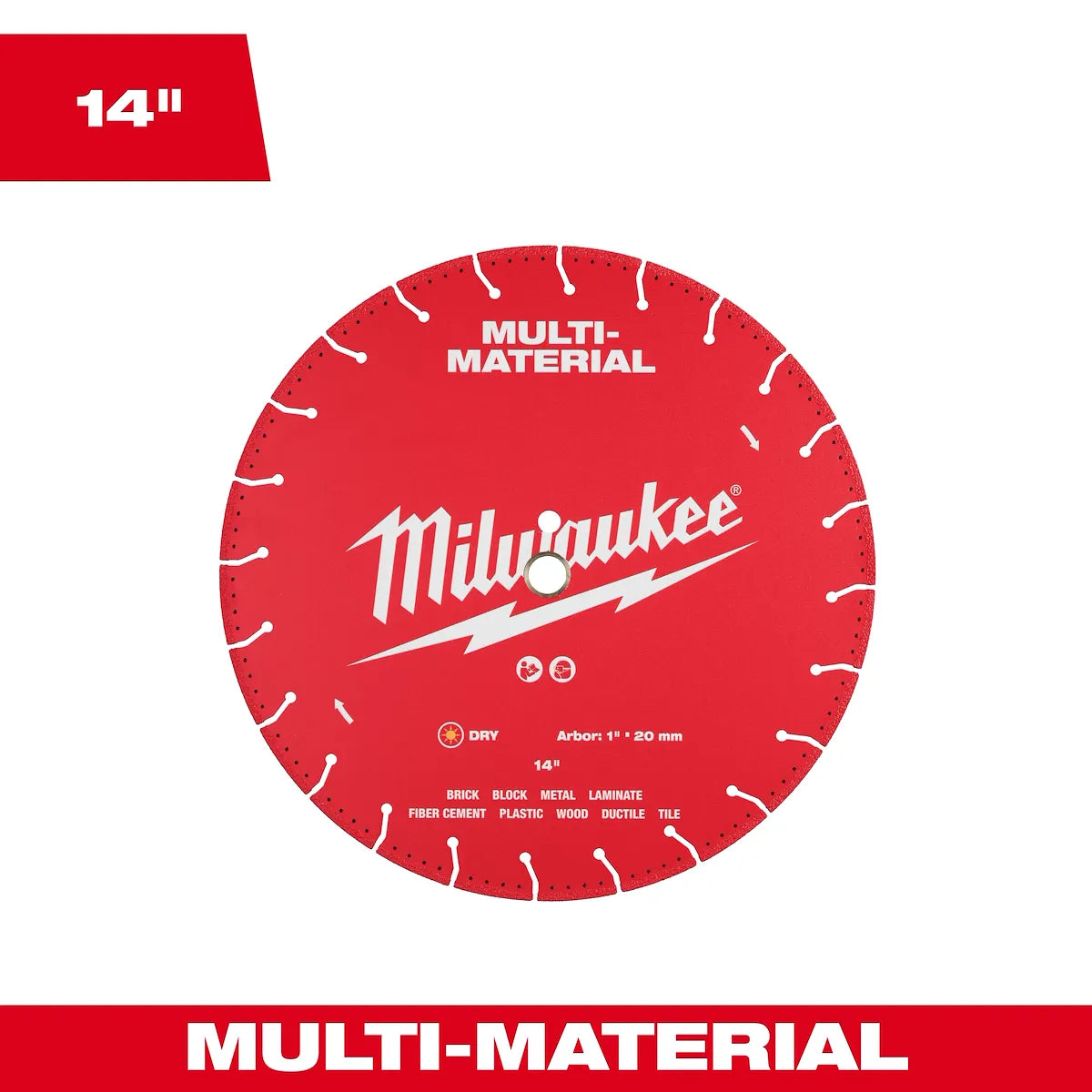 Milwaukee 14" Multi-Material Diamond Blade 49-93-9614 | Diamond Coated