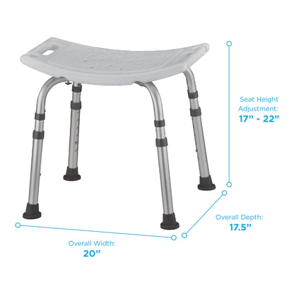 Nova Shower Chair Without Arms Aluminum Frame Without Backrest 20 Inch Seat Width 300 lbs. Weight Capacity
