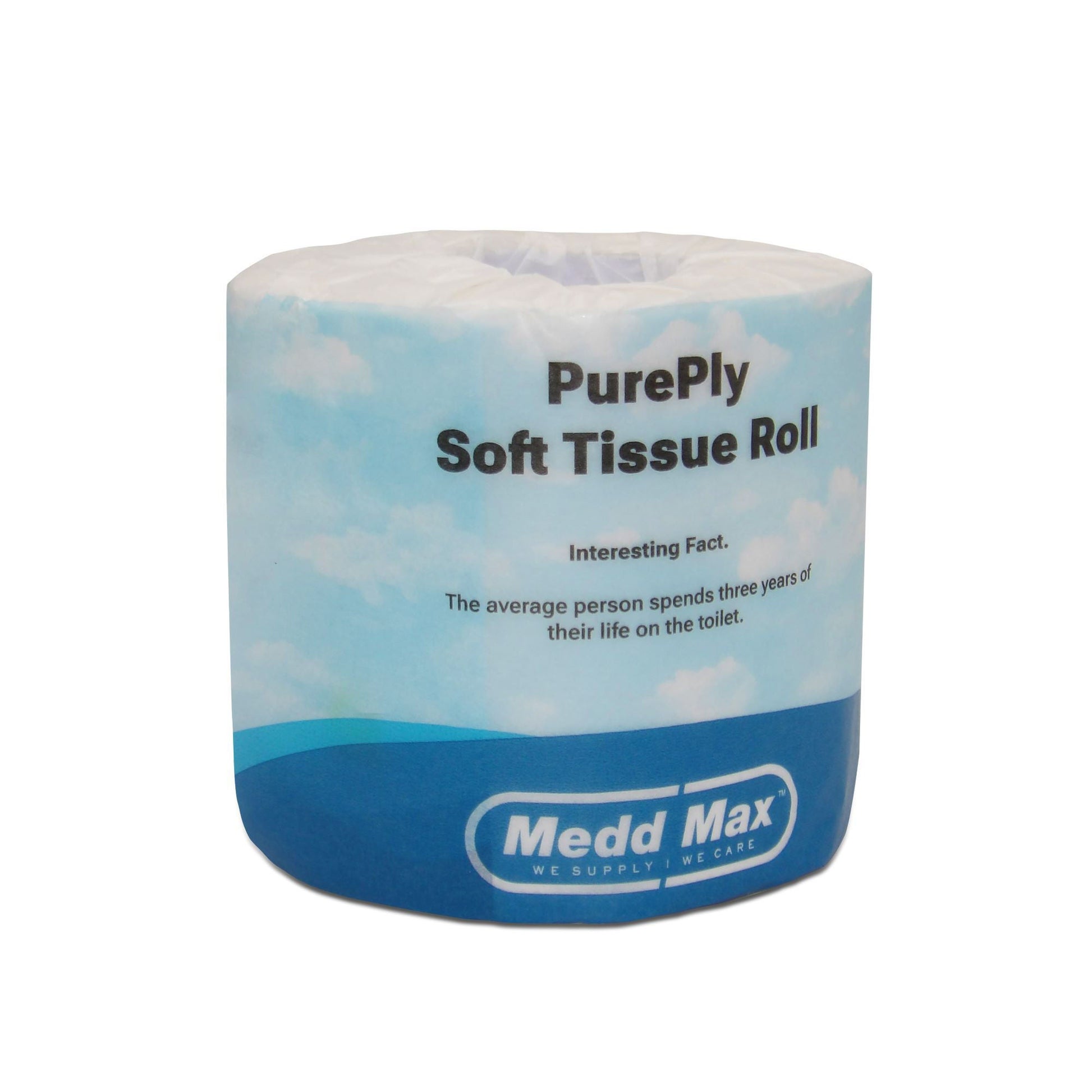 Pure Ply Toilet Tissue White 2-Ply Standard Size Cored Roll 500 Sheets