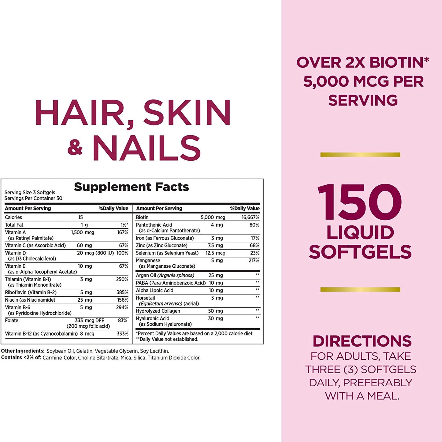 Nature's Bounty® Optimal Solutions Extra Strength Hair, Skin & Nails Softgels