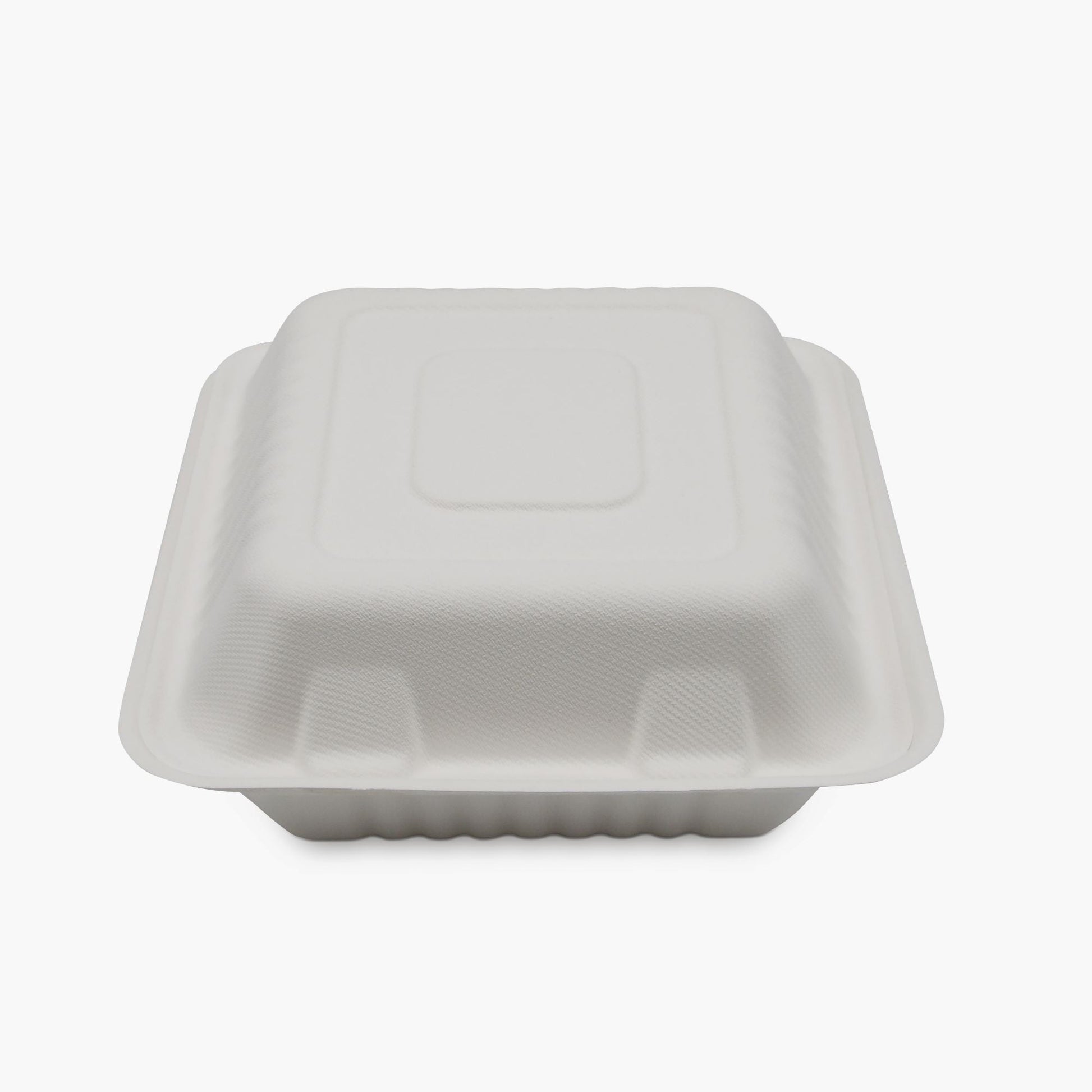 Medd Max LLC 3 Compartment Clamshell Food Container White Compostable Bagasse