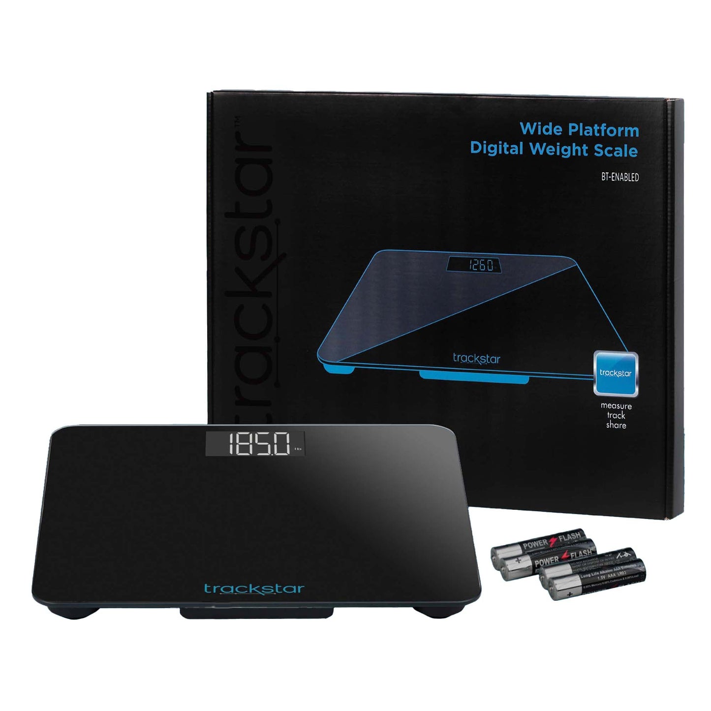Trackstar Floor Scale Digital Display 550 lbs. / 250 kg Weight Capacity Black Battery Operated