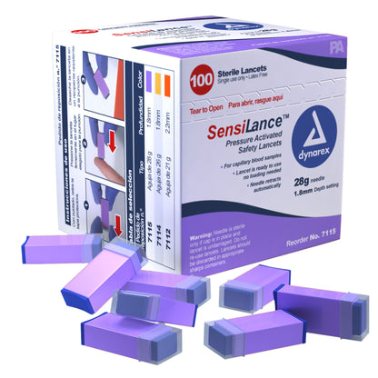 dynarex SensiLance™ Safety Lancet, 1.8 mm Depth, Pressure-activated
