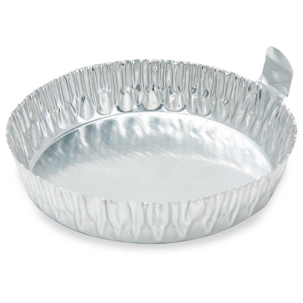 Aluminum Weighing Dishes, Crimped Side with Tab — 20–80 mL, 100/Pack | Globe Scientific