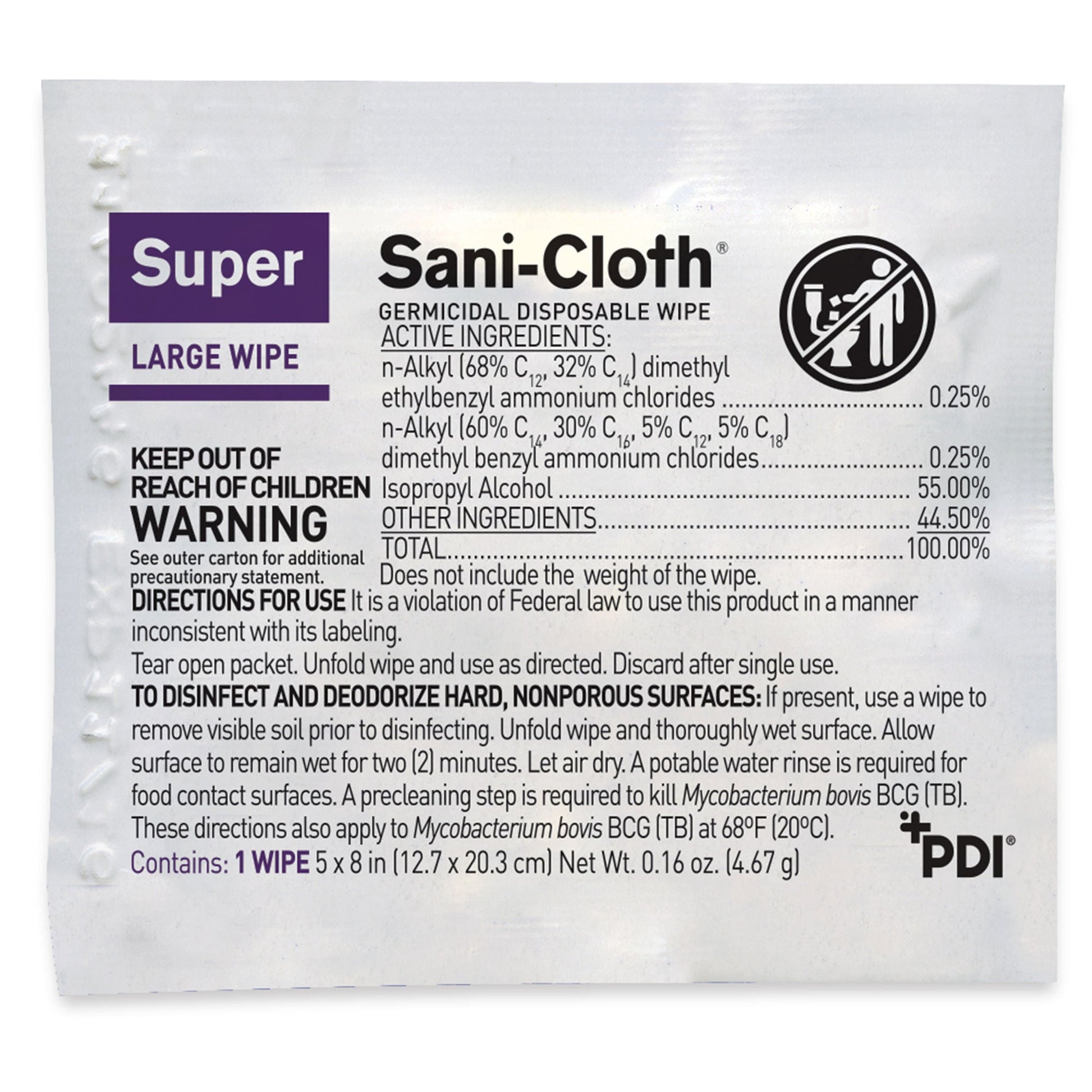 Super Sani-Cloth® Germicidal Disinfectant Wipes, Individual Packets