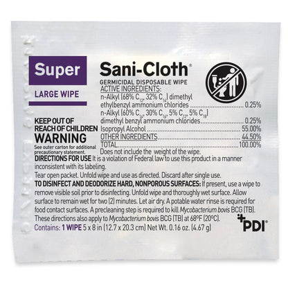 Super Sani-Cloth® Germicidal Disinfectant Wipes, Individual Packets