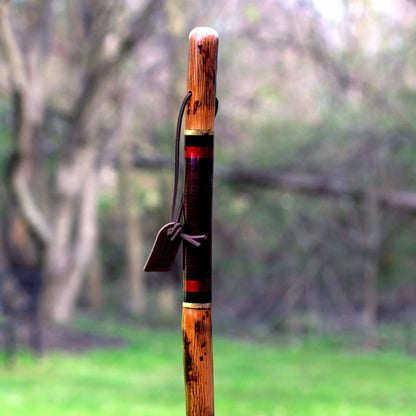 Brazos™ Exotic Leather Safari Hickory Rustic Walking Stick, 55-Inch