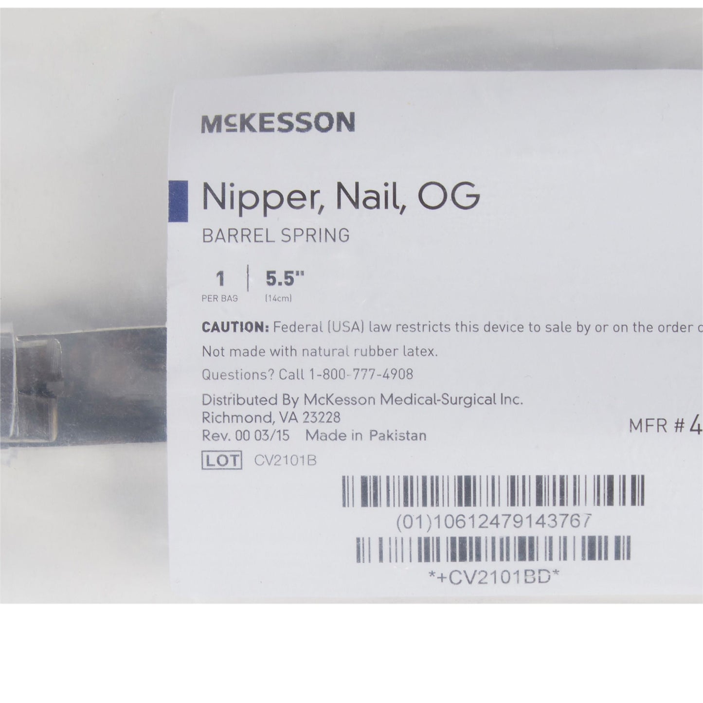 McKesson Nail Nipper, Concave Jaw, 5.5 Inches - view 5