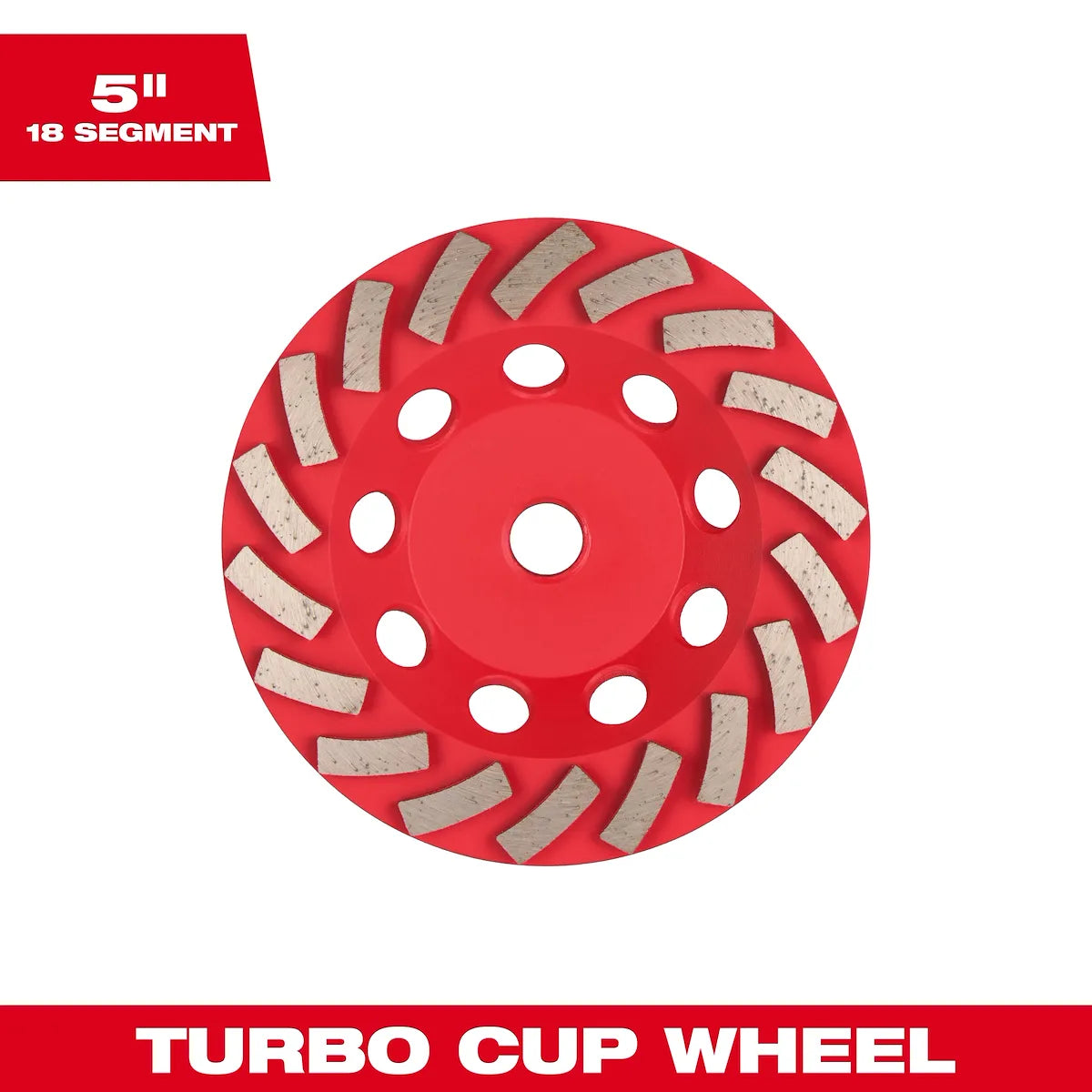 Milwaukee 5" DIAMOND MAX Turbo Diamond Cup Wheel - 18 Segment 49-93-7790 | Diamond Coated