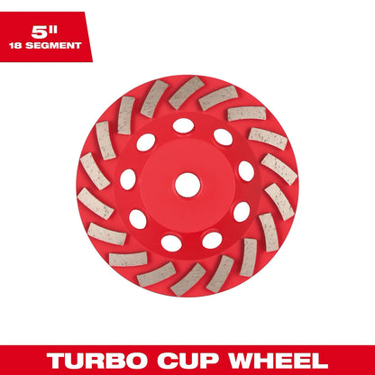 Milwaukee 5" DIAMOND MAX Turbo Diamond Cup Wheel - 18 Segment 49-93-7790 | Diamond Coated