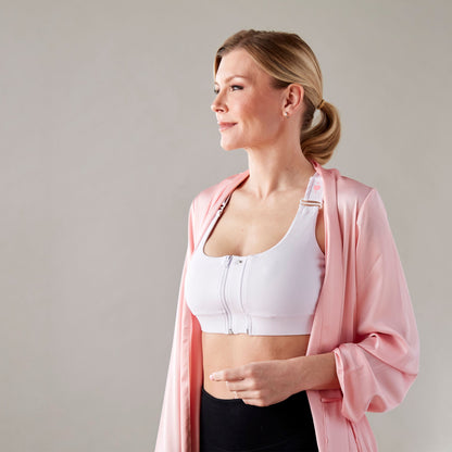 Shirl Post Surgical Bra, White, Super Queen Size