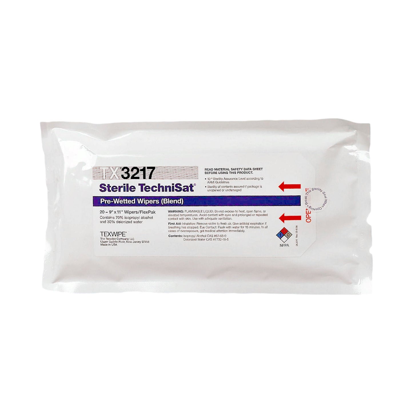 Sterile TechniSat® Pre-Wetted Wipes, .