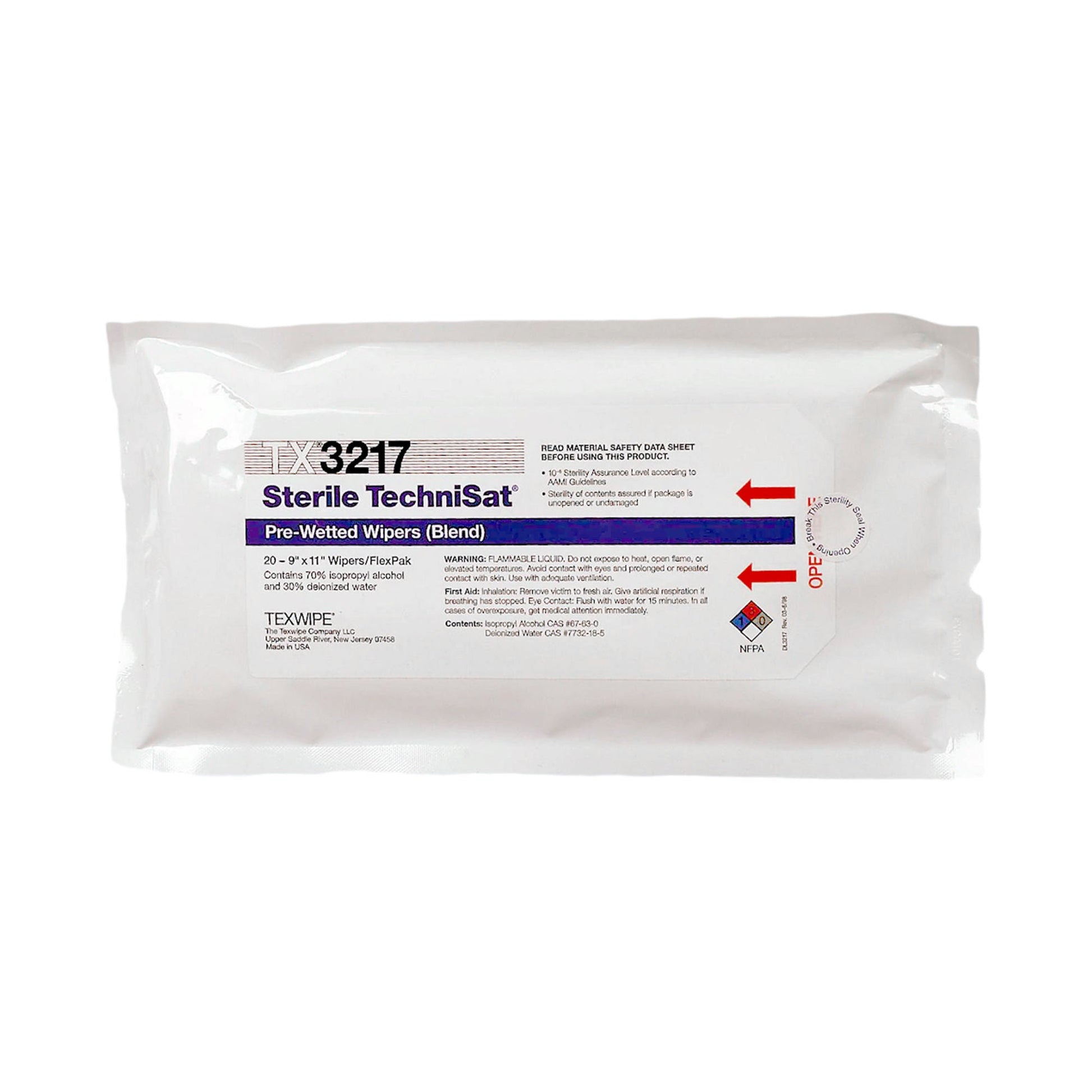 Sterile TechniSat® Pre-Wetted Wipes, .