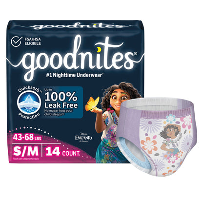 Goodnites® Heavy Absorbency Nighttime Underwear, S/M for Girls 43 – 68 lbs.