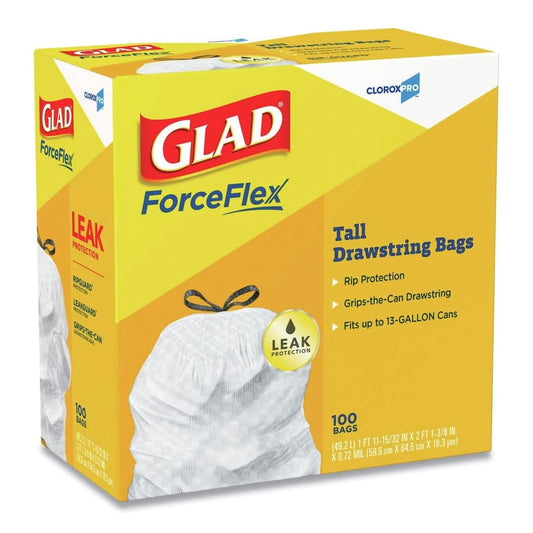 Glad Trash Bag 13 gal. 0.72 mil White Tall Kitchen Dispenser Box