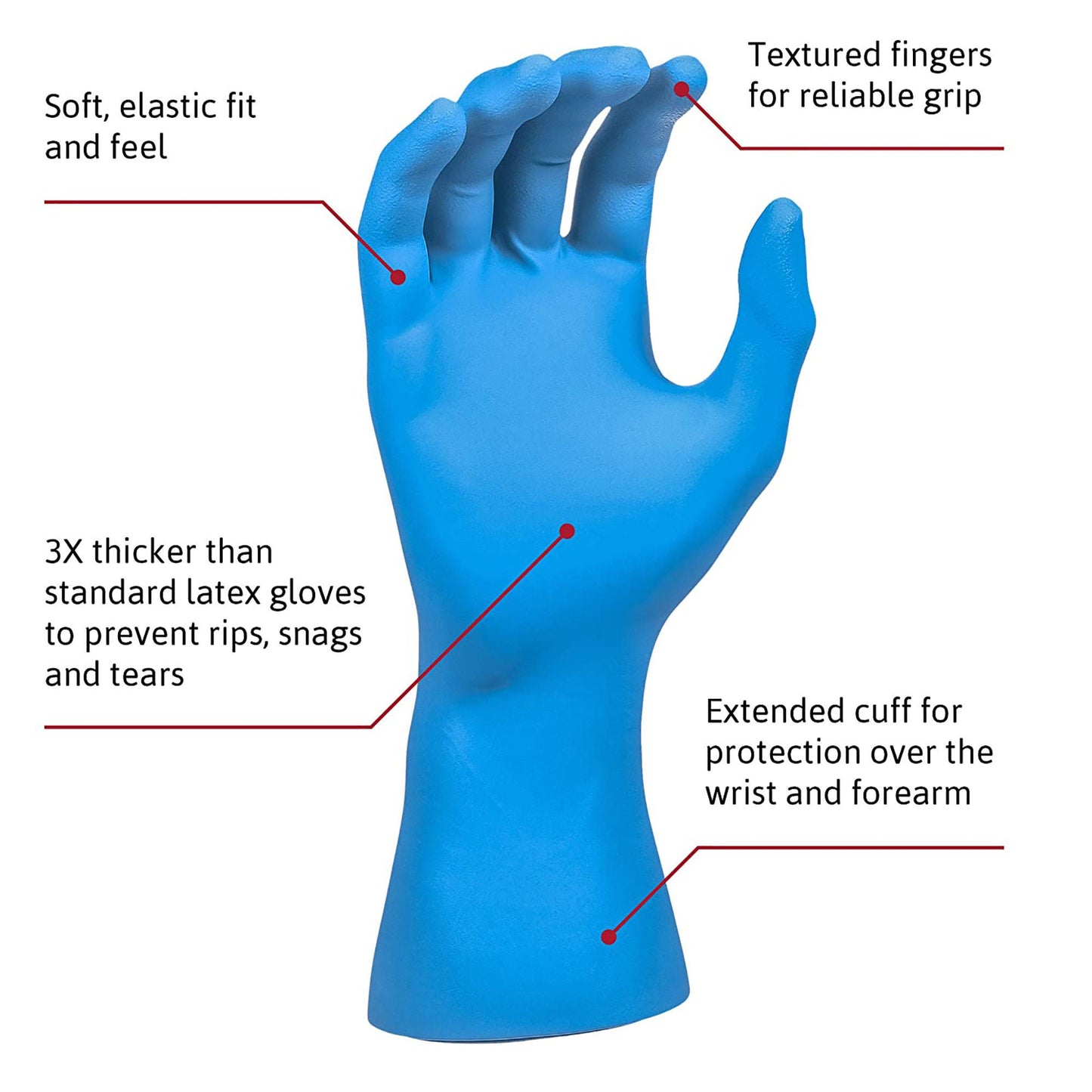 SafeGrip® Latex Exam Gloves, Blue - view 3