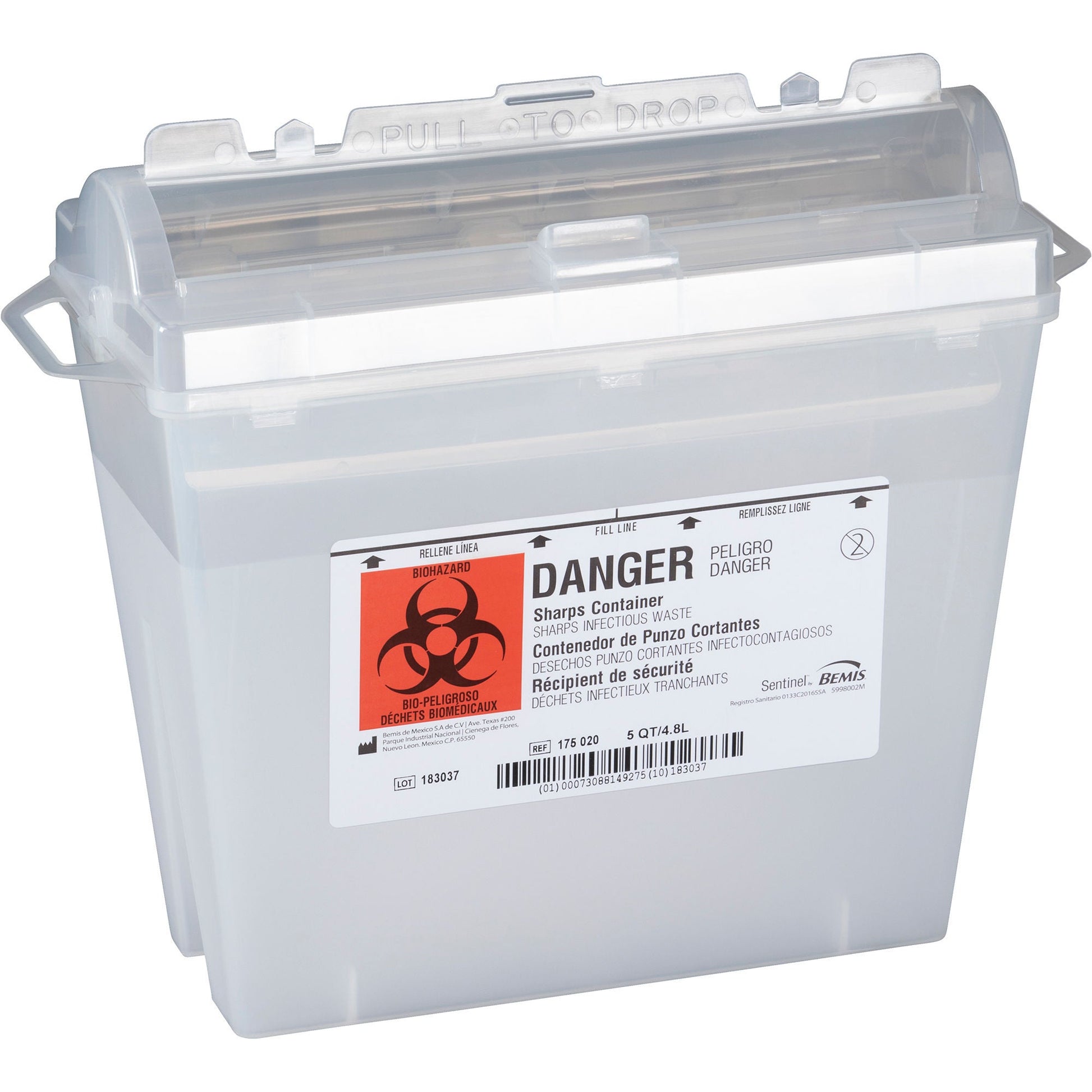 Bemis™ Sentinel Multi-purpose Sharps Container, 1.25 Gallon