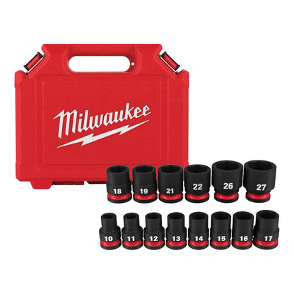 Milwaukee 14PC SHOCKWAVE Impact Duty 1/2" Drive Metric Standard 6 Point Socket Set 49-66-6258