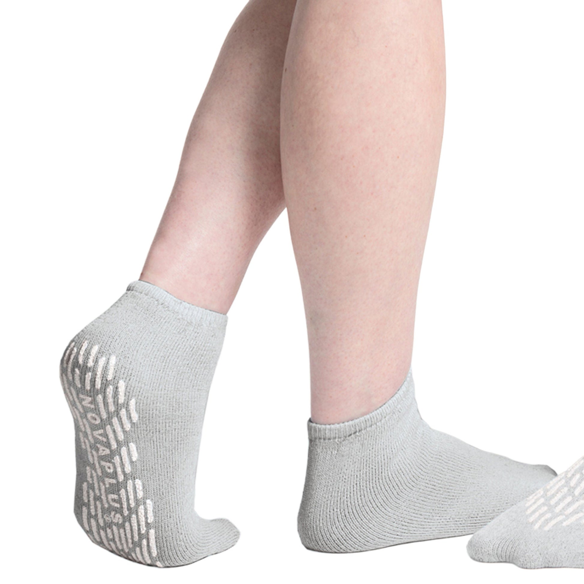 Novaplus Slipper Socks Unisex Adult X-Large Double Tread Single Patient Use Gray