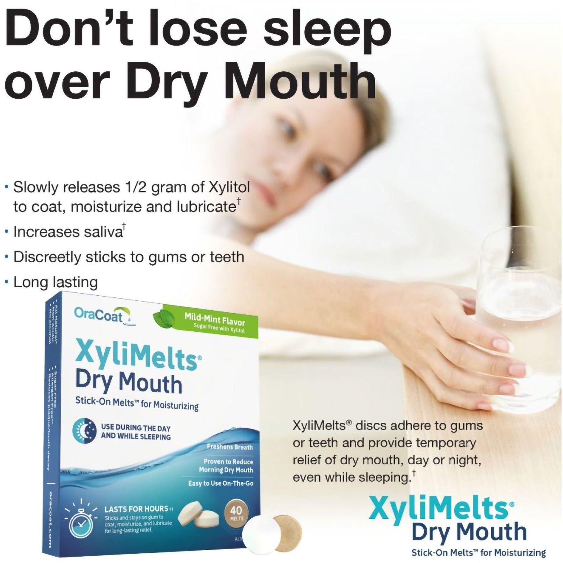 OraCoat XyliMelts Stick-On Melts for Moisturizing, Mild Mint