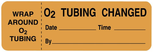 UAL Pre-Printed Label Auxiliary Label Orange Paper O2 Tubing Change Date___Time__ Safety and Instructional