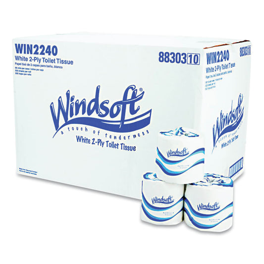 Windsoft Septic Safe Bath Tissue, 3.75 in L, 4.5 in W, 500 Sheets Per Roll (WIN2240B)